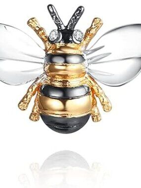 18K Gold Plated 2-tone Enamel Bumble Bee Earrings  Chunky Cuban‎ Statement